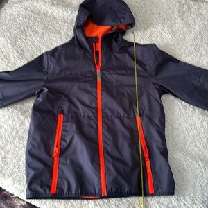 Boys Champion navy / orange wind breaker with hoodie sz m 8-10